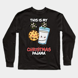 This Is My Christmas Pajama Cookie Milk Family Matching Christmas Pajama Costume Gift Long Sleeve T-Shirt